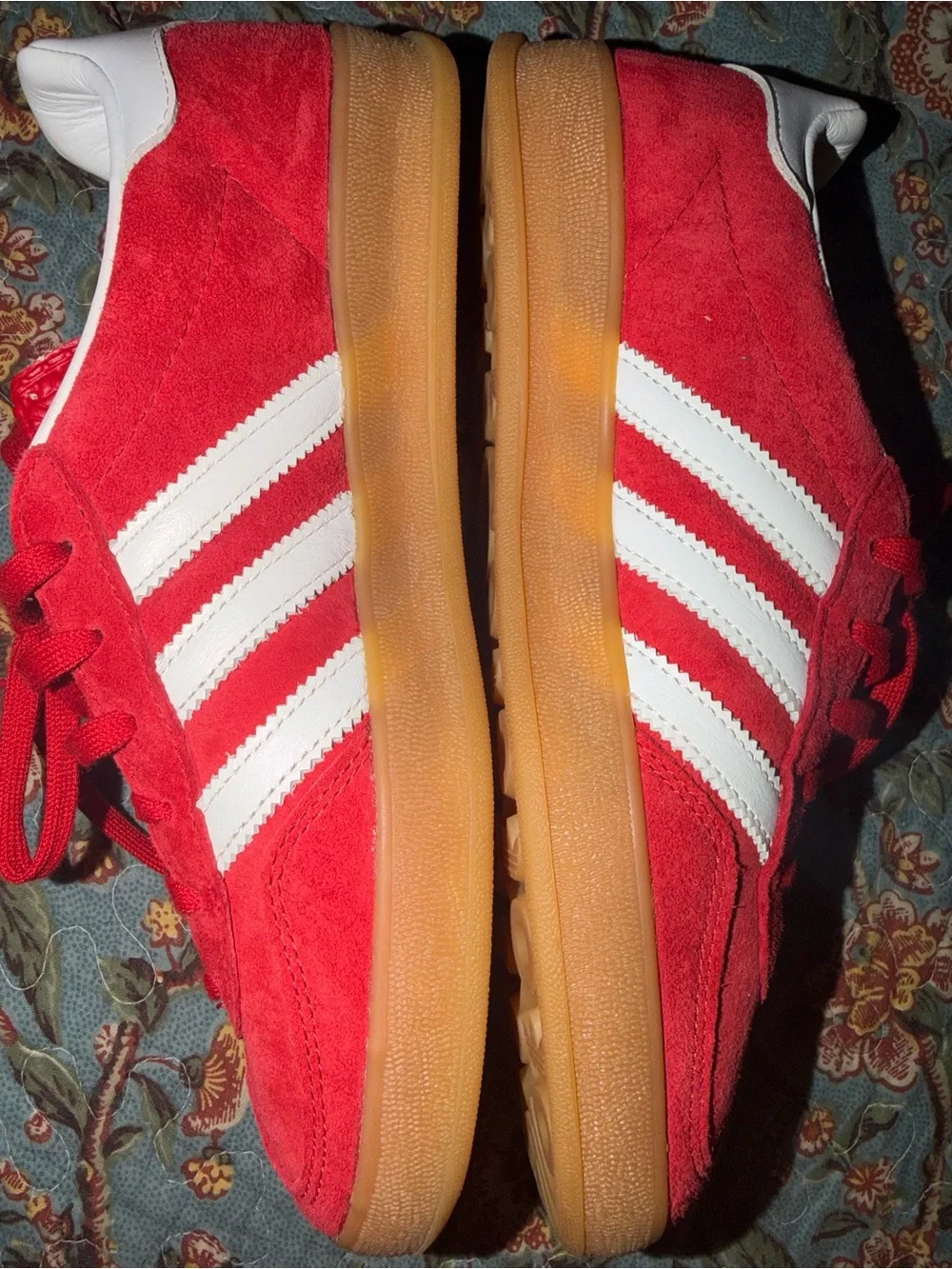 adidas Red Suede Sneakers with White Three Stripes